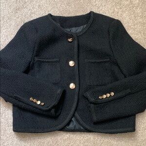 Source Unknown Black and Gold button Blazer with Cropped Tailored Design